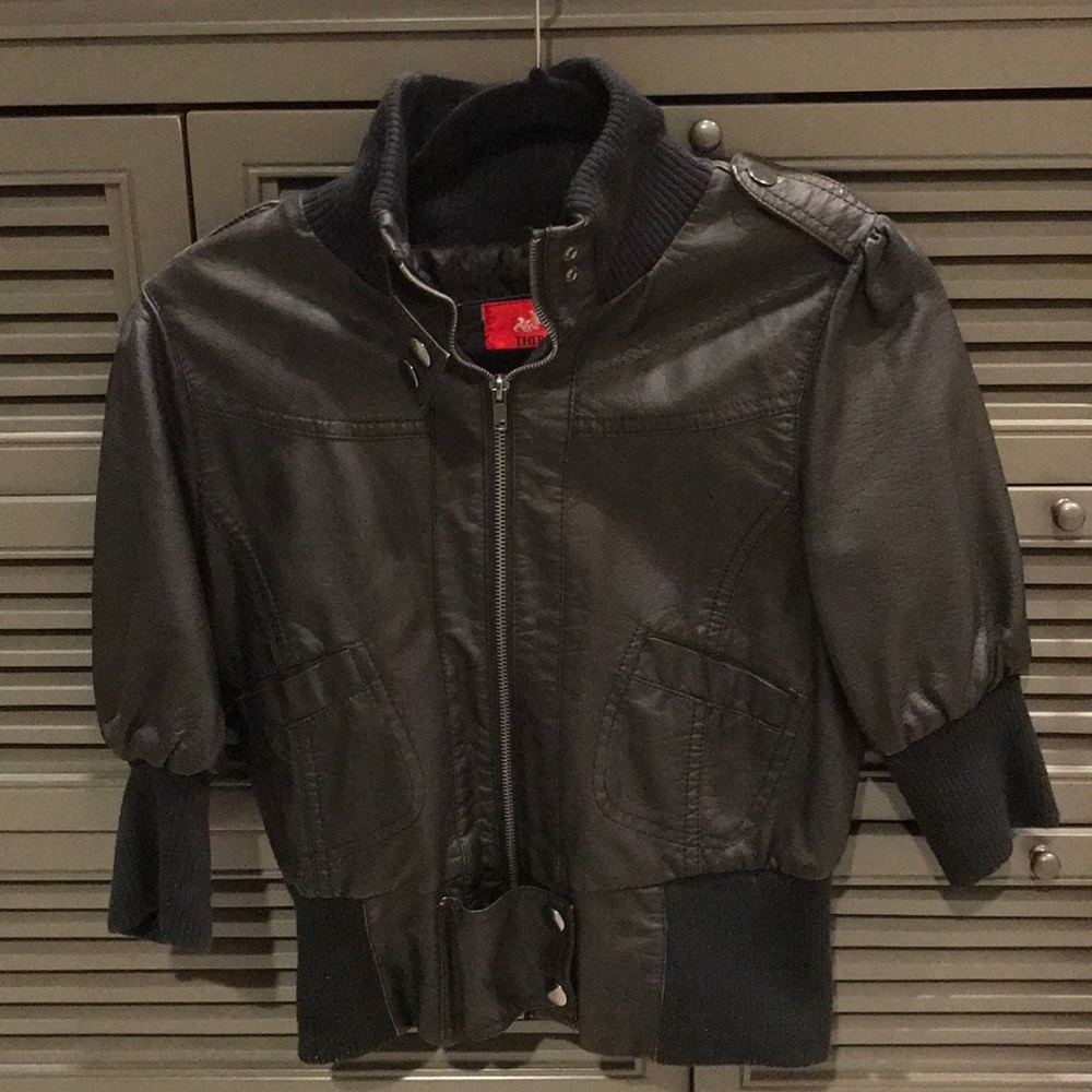 Faux leather moto jacket
